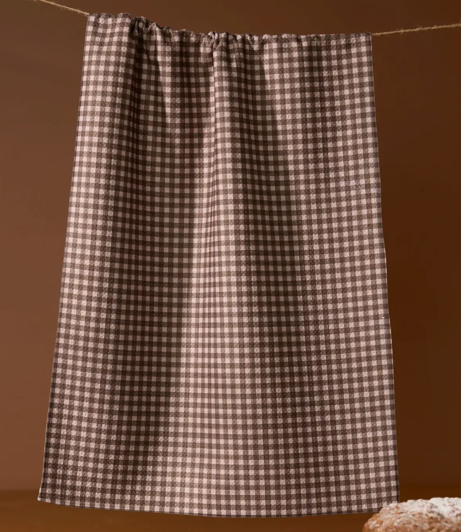 Brown Gingham Geometry Towel