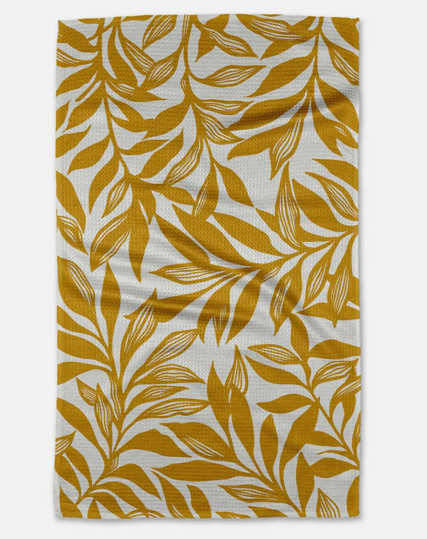 Golden Leaves Geometry Towel