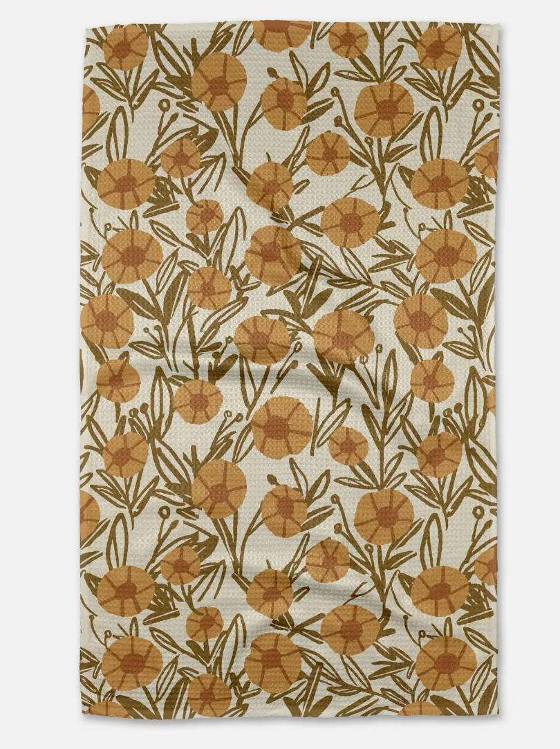 Golden Daisies Geometry Towel
