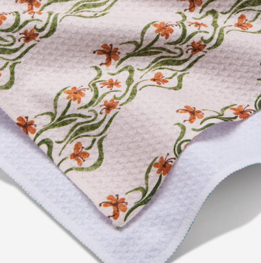 Cream Floral Vine Geometry Towel
