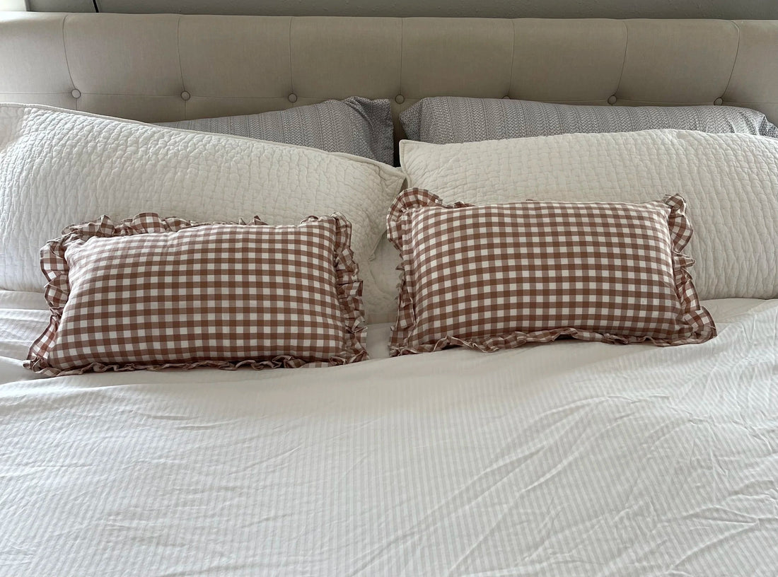 The Perfect Brown Gingham Lumbar Throw Pillow