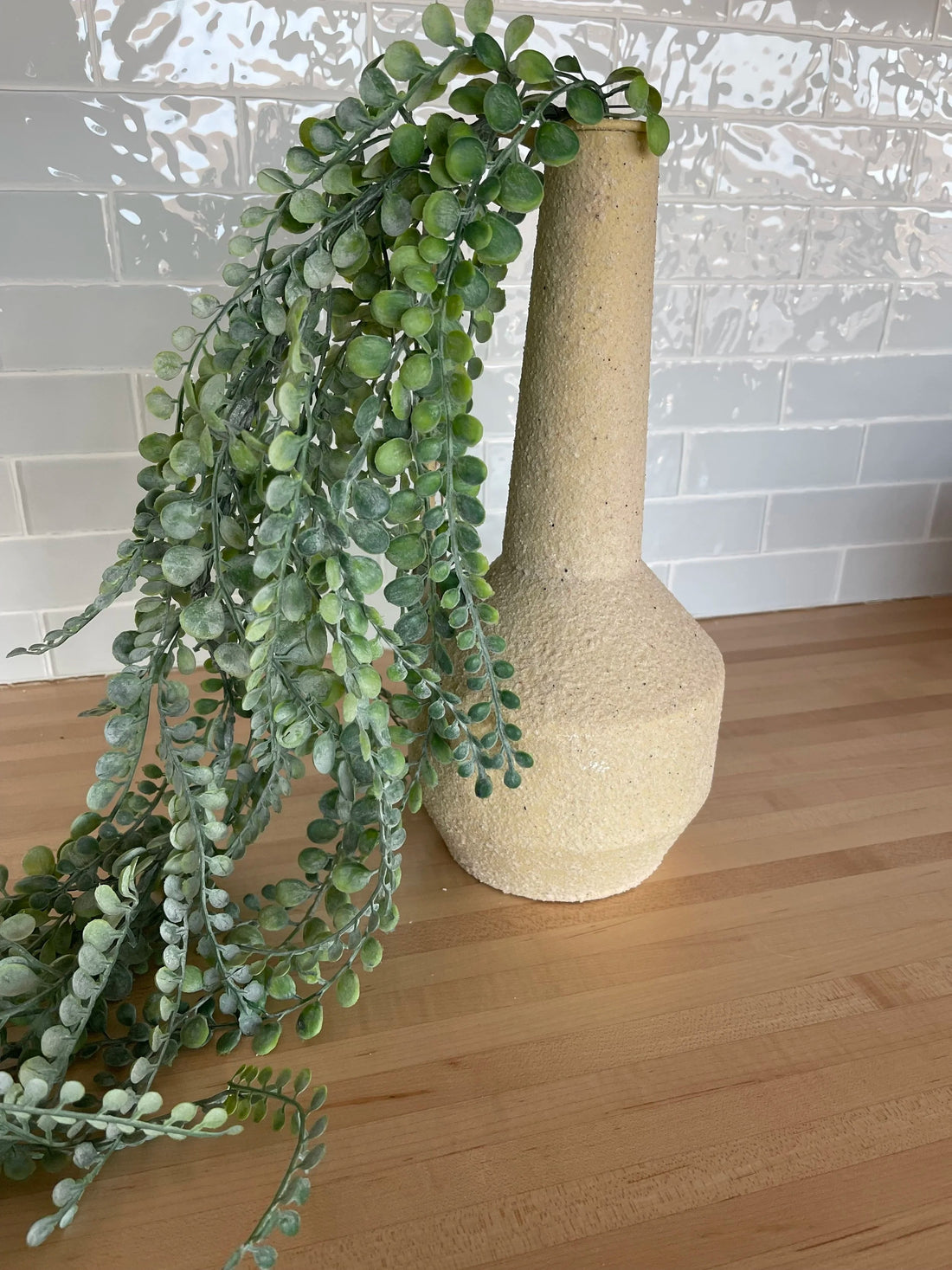 Sonia Textured Pitcher Vase Beige with Handle