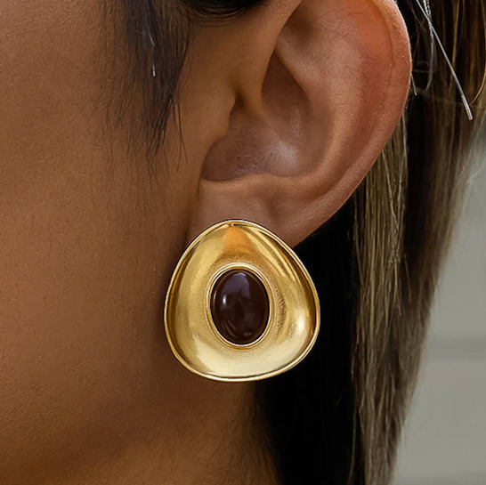 Irene Gemstone Oval Earrings